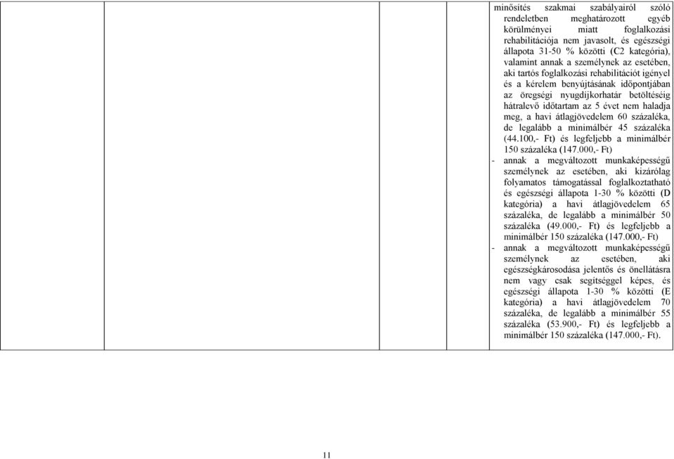 haladja meg, a havi átlagjövedelem 60 százaléka, de legalább a minimálbér 45 százaléka (44.100,- Ft) és legfeljebb a minimálbér 150 százaléka (147.