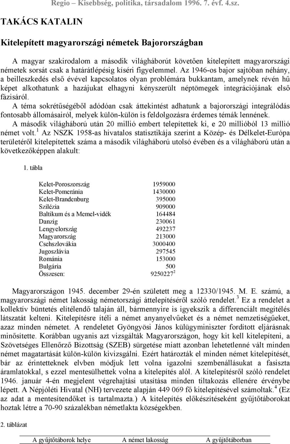 Az 1946-os bajor sajtóban néhány, a beilleszkedés első évével kapcsolatos olyan problémára bukkantam, amelynek révén hű képet alkothatunk a hazájukat elhagyni kényszerült néptömegek integrációjának