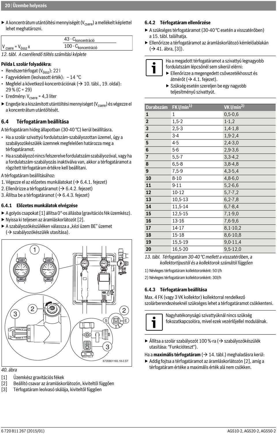 oldal): 9 % (C = 9) Eredmény: V csere = 4, liter Engedje le a kiszámított utántöltési mennyiséget (V csere ) és végezze el a koncentrátum utántöltését. 6.