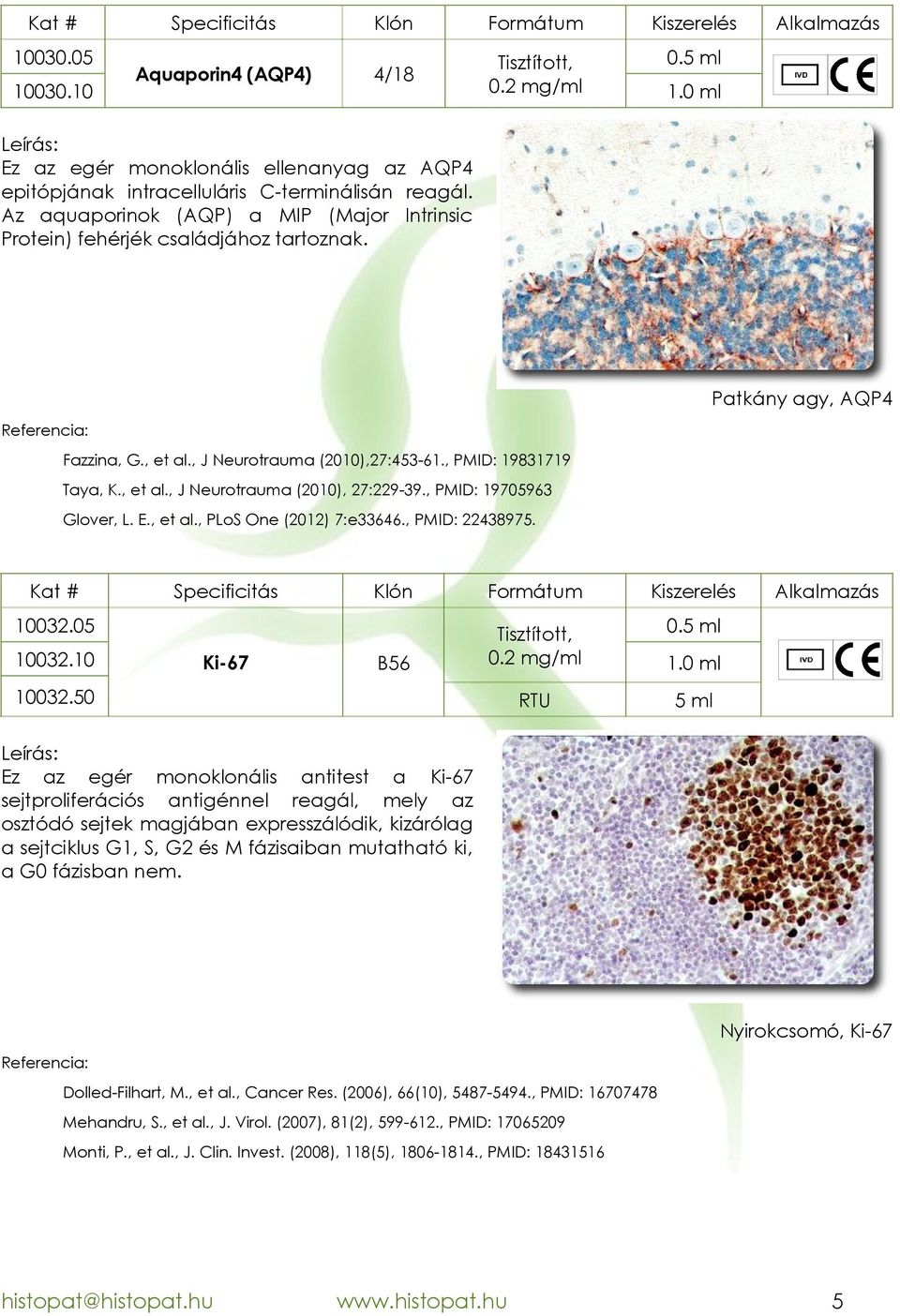 , PMID: 19705963 Glover, L. E., et al., PLoS One (2012) 7:e33646., PMID: 22438975. B56, 0.2 mg/ml RTU 5 ml 10032.05 10032.10 Ki67 10032.