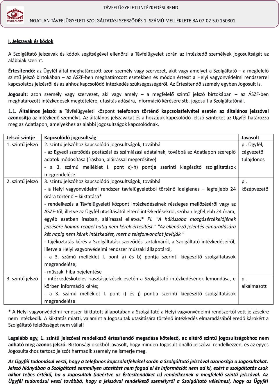 Értesítendő: az Ügyfél által meghatározott azon személy vagy szervezet, akit vagy amelyet a Szolgáltató a megfelelő szintű jelszó birtokában az ÁSZF-ben meghatározott esetekben és módon értesít a