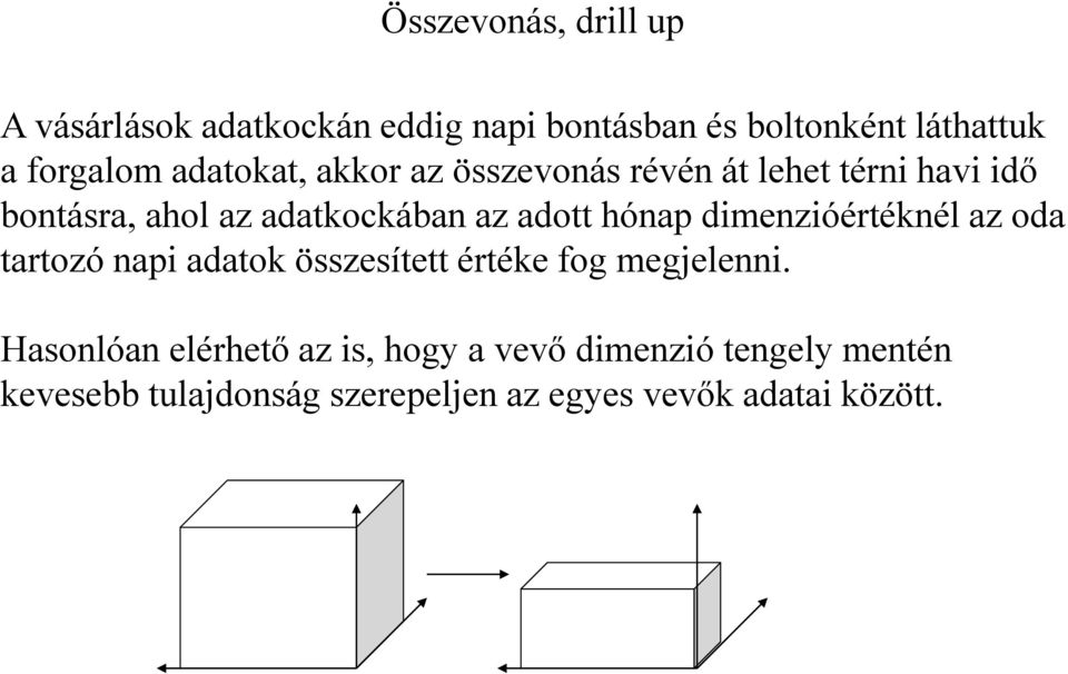 hónap dimenzióértéknél az oda tartozó napi adatok összesített értéke fog megjelenni.