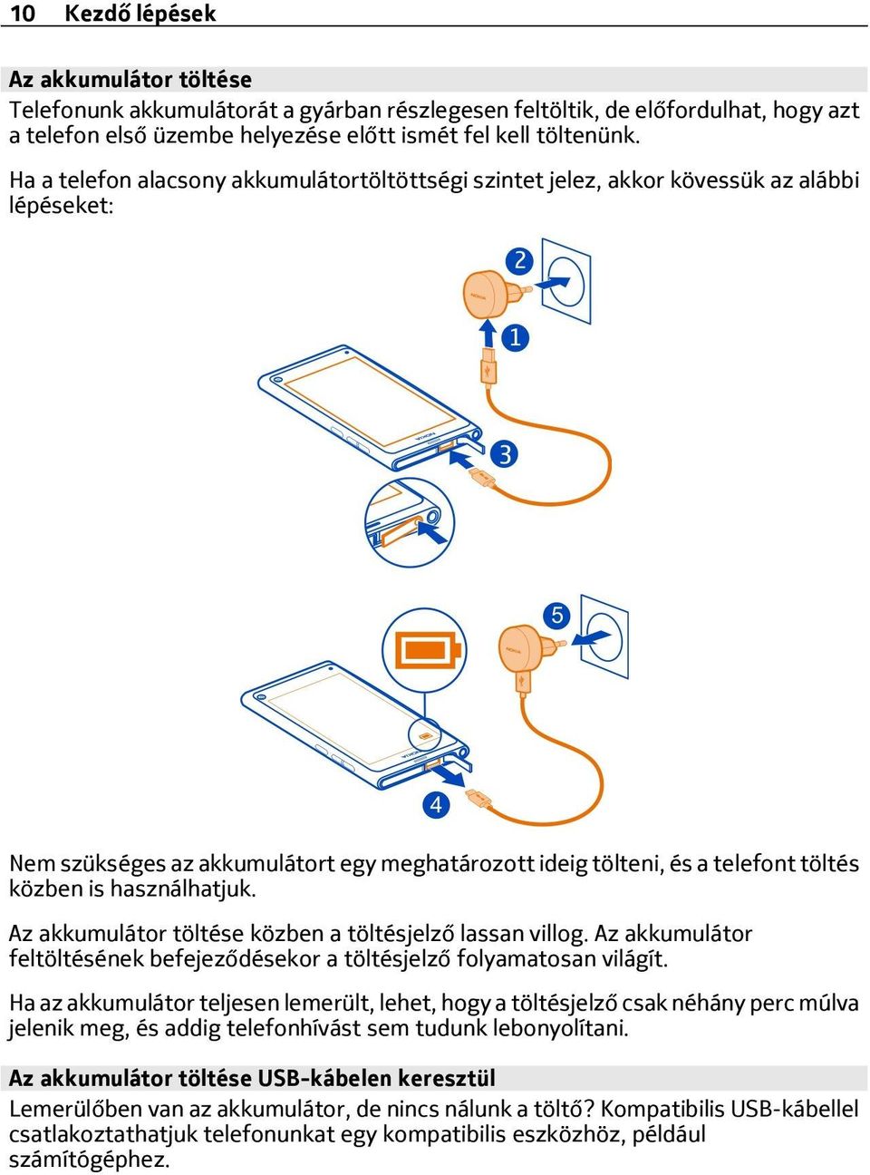 használhatjuk. Az akkumulátor töltése közben a töltésjelző lassan villog. Az akkumulátor feltöltésének befejeződésekor a töltésjelző folyamatosan világít.