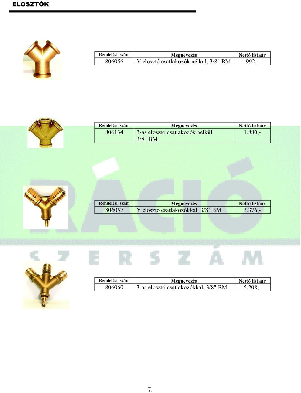 880,- 806057 Y elosztó csatlakozókkal, 3/8" BM 3.