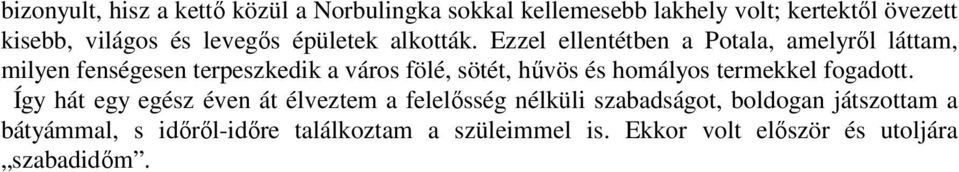 Ezzel ellentétben a Potala, amelyrıl láttam, milyen fenségesen terpeszkedik a város fölé, sötét, hővös és homályos