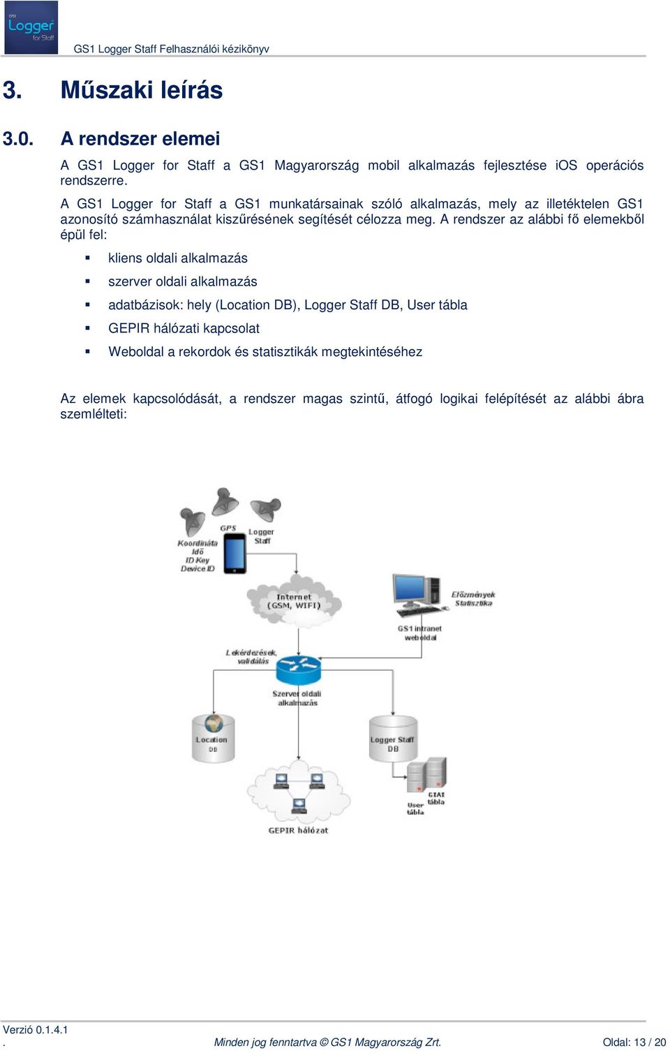 oldali alkalmazás szerver oldali alkalmazás adatbázisok: hely (Location DB), Logger Staff DB, User tábla GEPIR hálózati kapcsolat Weboldal a rekordok és statisztikák