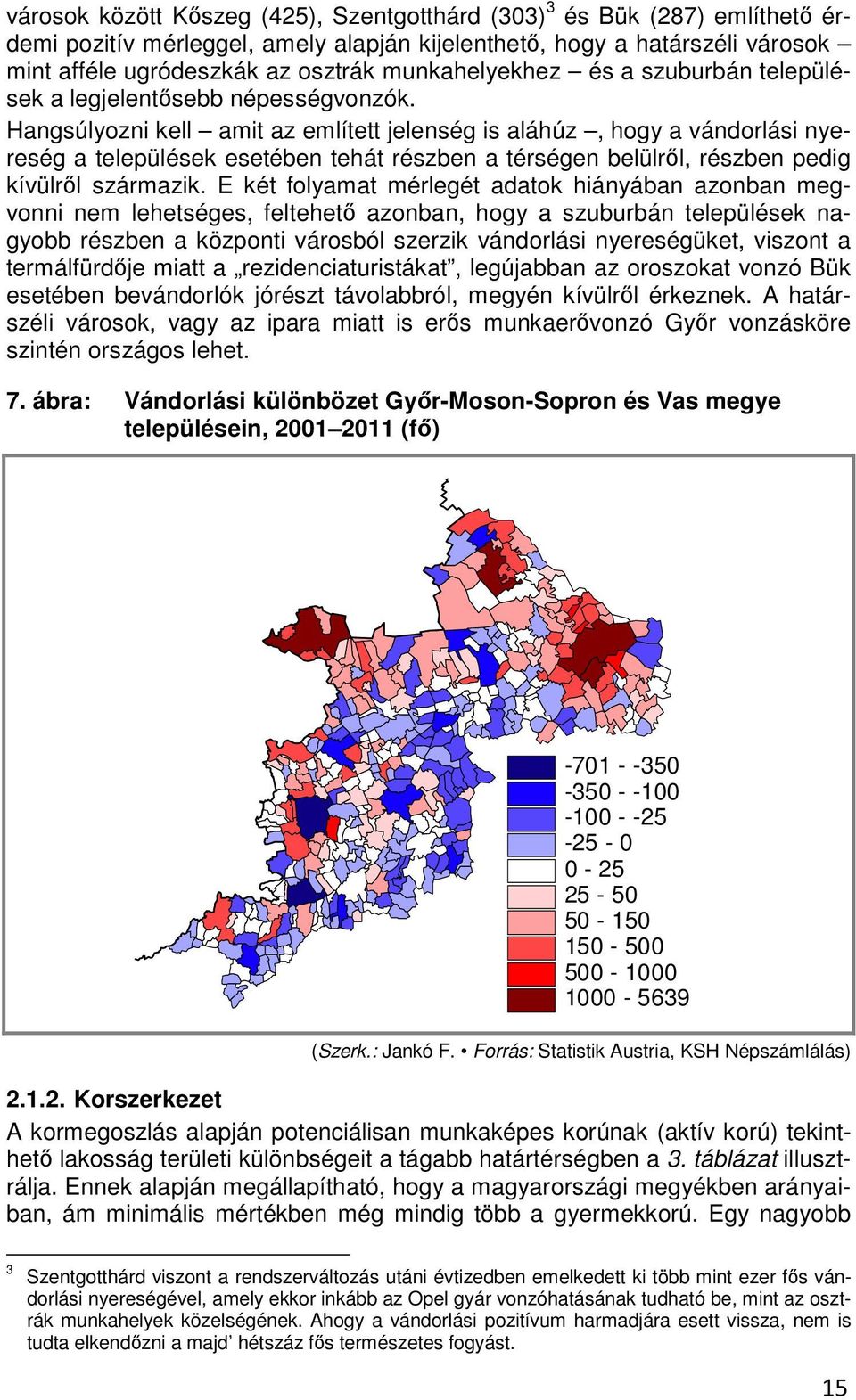 Hangsúlyozni kell amit az említett jelenség is aláhúz, hogy a vándorlási nyereség a települések esetében tehát részben a térségen belülről, részben pedig kívülről származik.