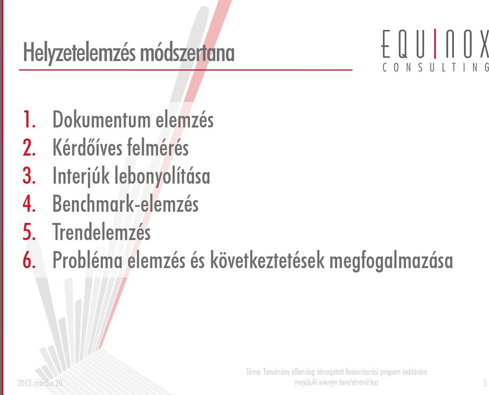 Interjúk lebonyolítása 4. Benchmark-elemzés 5.