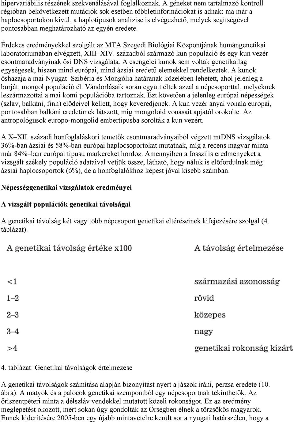 segítségével pontosabban meghatározható az egyén eredete. Érdekes eredményekkel szolgált az MTA Szegedi Biológiai Központjának humángenetikai laboratóriumában elvégzett, XIII XIV.