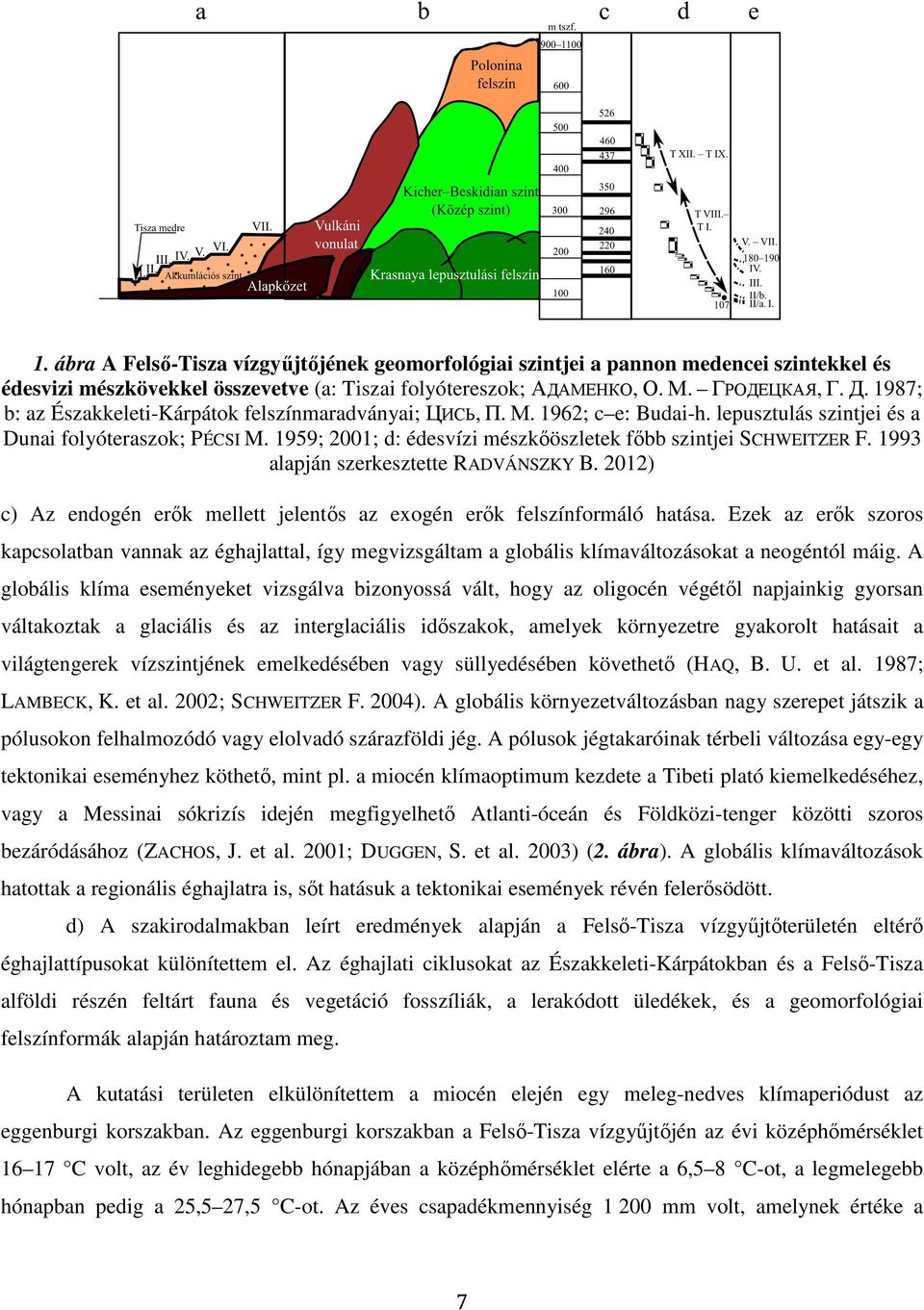 1959; 2001; d: édesvízi mészkıöszletek fıbb szintjei SCHWEITZER F. 1993 alapján szerkesztette RADVÁNSZKY B. 2012) c) Az endogén erık mellett jelentıs az exogén erık felszínformáló hatása.