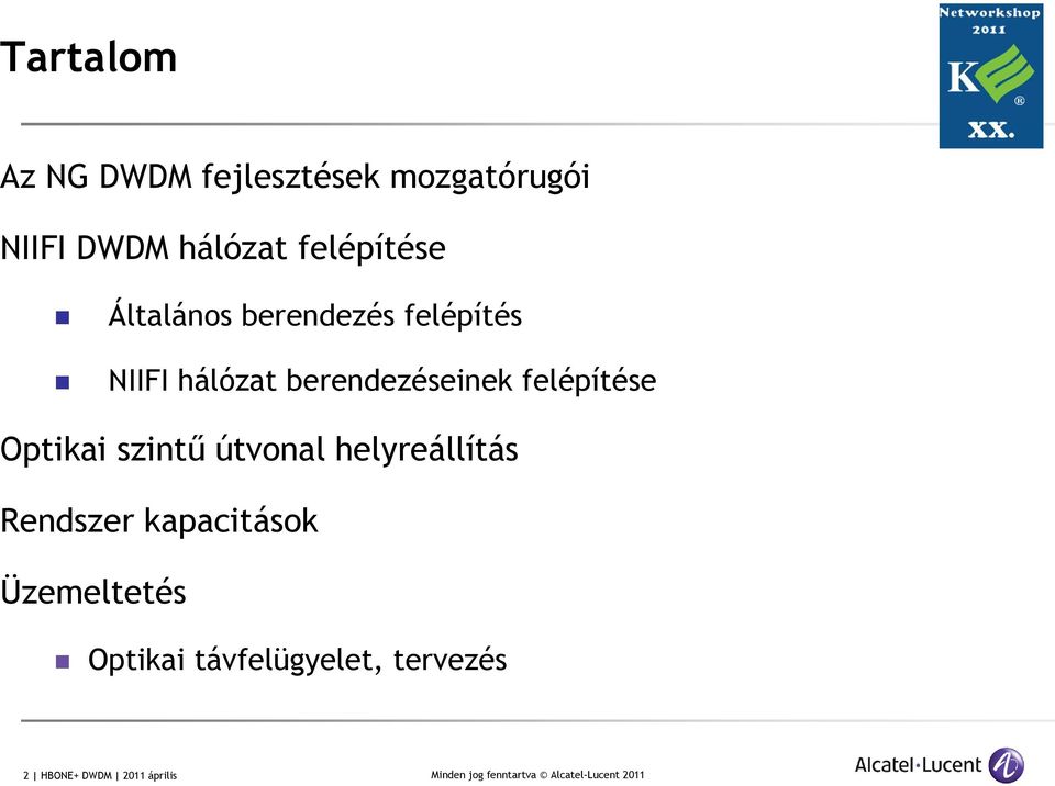 berendezéseinek felépítése Optikai szintű útvonal helyreállítás