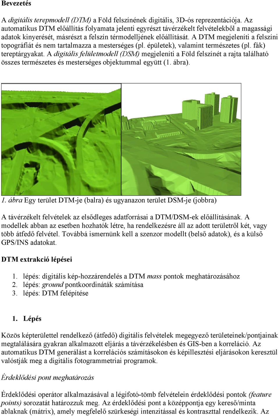 A DTM megjeleníti a felszíni topográfiát és nem tartalmazza a mesterséges (pl. épületek), valamint természetes (pl. fák) tereptárgyakat.