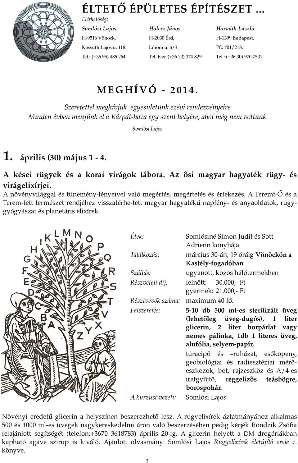 április (30) május 1-4. A kései rügyek és a korai virágok tábora. Az ősi magyar hagyaték rügy- és virágelixírjei. A növényvilággal és tünemény-lényeivel való megértés, megértetés és értekezés.