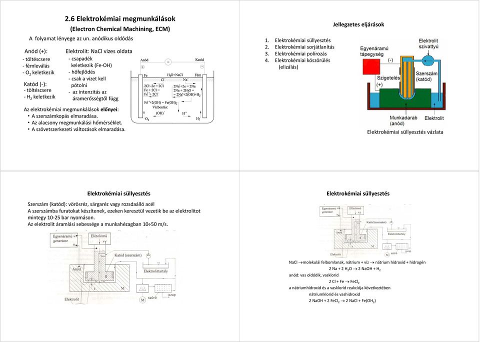 az intenzitás az áramerősségtől függ Az elektrokémiai megmunkálások előnyei: A szerszámkopás elmaradása. Az alacsony megmunkálási hőmérséklet. A szövetszerkezeti változások elmaradása. 1.