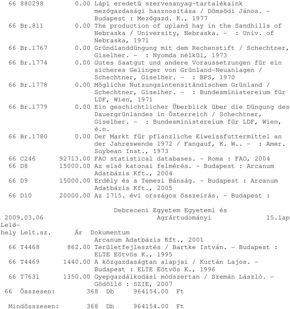 - : Nyomda nélkül, 1973 66 Br.1774 0.00 Gutes Saatgut und andere Voraussetzungen für ein sicheres Gelinger von Grünland-Neuanlagen / Schechtner, Giselher. - : BPS, 1970 66 Br.1778 0.