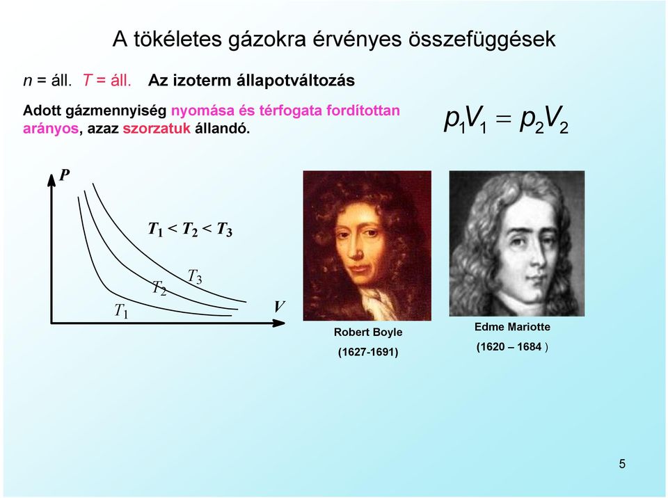 Az izoterm állapotváltozás p Adott gázmennyiség nyomása