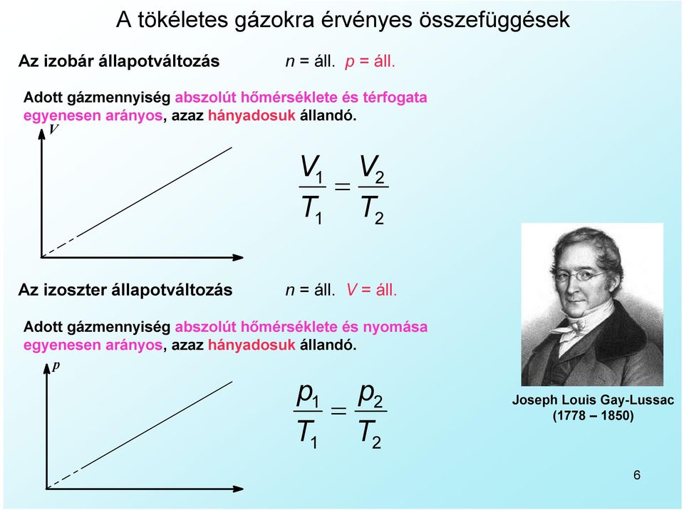 állandó. Az izoszter állapotváltozás n = áll.