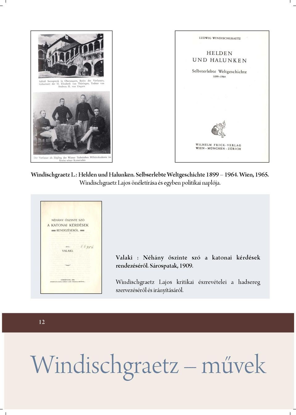 Valaki : Néhány őszinte szó a katonai kérdések rendezéséről. Sárospatak, 1909.