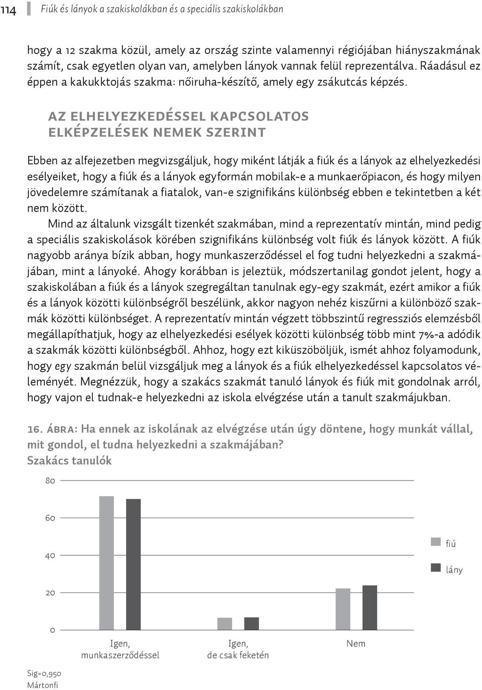 Az elhelyezkedéssel kapcsolatos elképzelések nemek szerint Ebben az alfejezetben megvizsgáljuk, hogy miként látják a fiúk és a lányok az elhelyezkedési esélyeiket, hogy a fiúk és a lányok egyformán