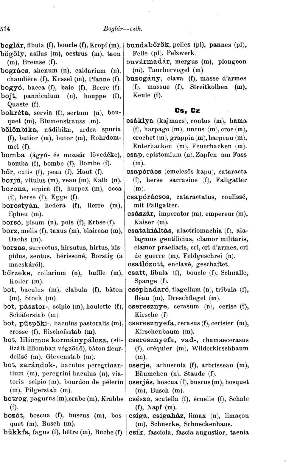 bölönbika, nádibika, ardea spuria (f), butior (m), butor (m), Rohrdommel (f). bomba (ágyú- és mozsár lövedéke), bomba (f), bombe (f), Bombe (f). bőr, cutis (f), peau (f), Haut (f).