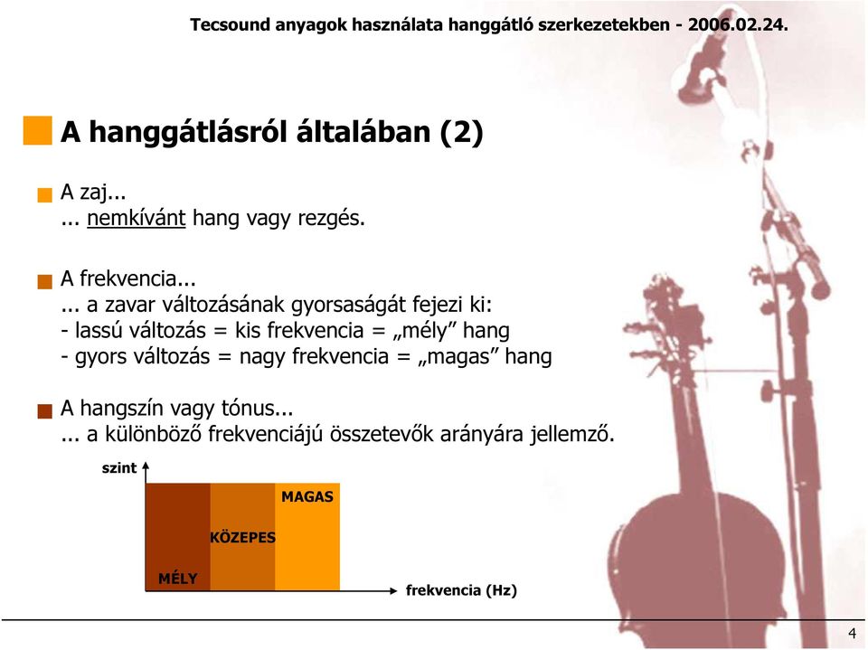 mély hang - gyors változás = nagy frekvencia = magas hang A hangszín vagy tónus.