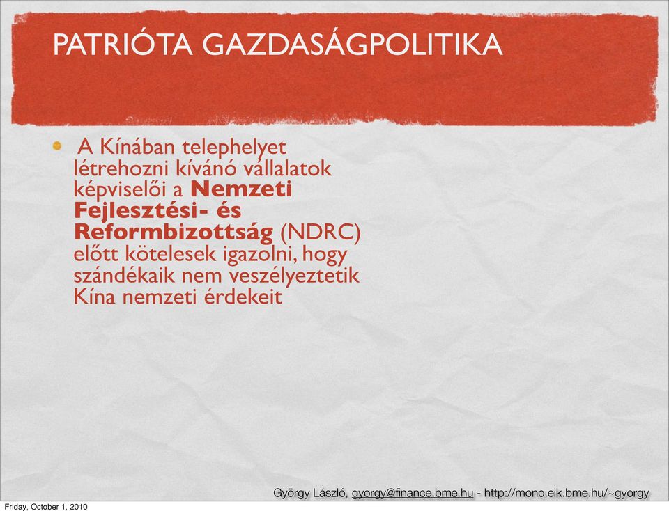 Fejlesztési- és Reformbizottság (NDRC) elo tt kötelesek