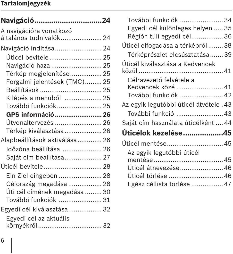 .. 26 Időzóna beállítása... 26 Saját cím beállítása... 27 Úticél bevitele... 28 Ein Ziel eingeben... 28 Célország megadása... 28 Úti cél címének megadása... 30 További funkciók.