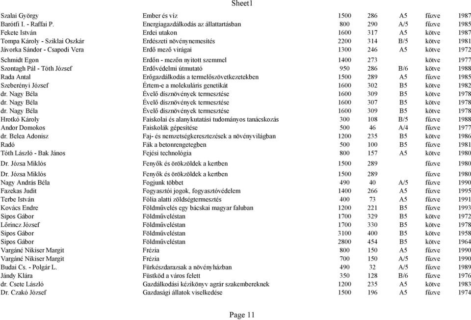 Sándor - Csapodi Vera Erdő mező virágai 1300 246 A5 kötve 1972 Schmidt Egon Erdőn - mezőn nyitott szemmel 1400 273 kötve 1977 Szontagh Pál - Tóth József Erdővédelmi útmutató 950 286 B/6 kötve 1988