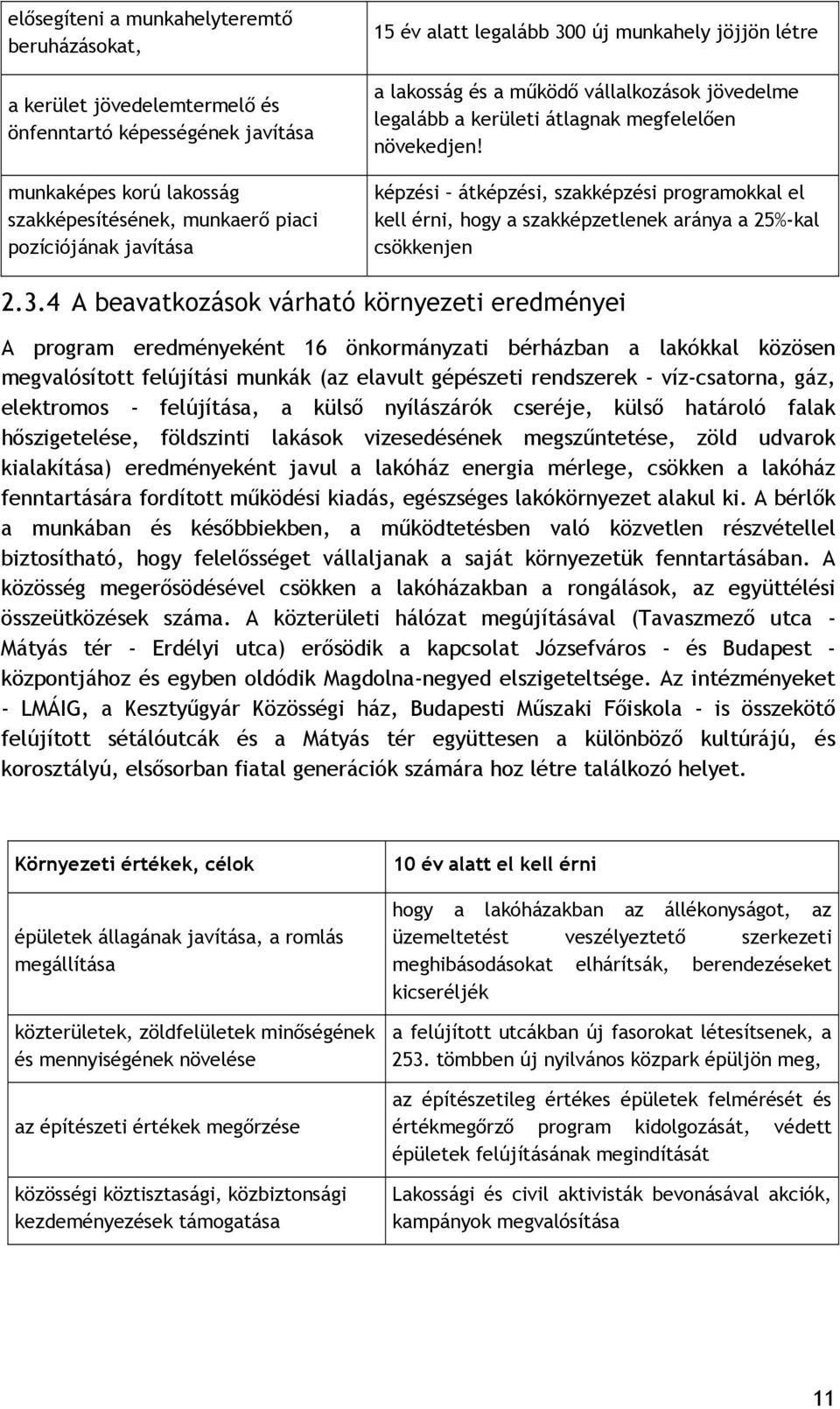 képzési átképzési, szakképzési programokkal el kell érni, hogy a szakképzetlenek aránya a 25%-kal csökkenjen 2.3.