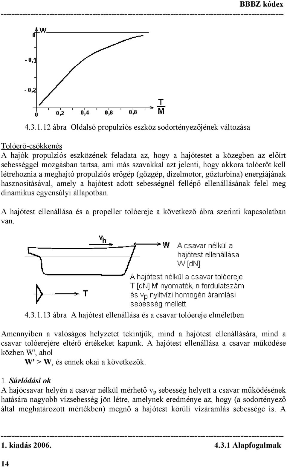 szavakkal azt jelenti, hogy akkora tolóerőt kell létrehoznia a meghajtó propulziós erőgép (gőzgép, dízelmotor, gőzturbina) energiájának hasznosításával, amely a hajótest adott sebességnél fellépő