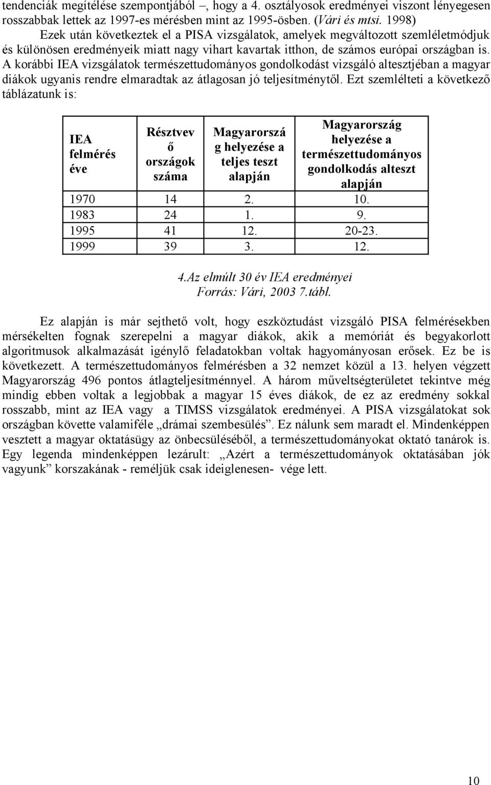 A korábbi IEA vizsgálatok természettudományos gondolkodást vizsgáló altesztjéban a magyar diákok ugyanis rendre elmaradtak az átlagosan jó teljesítménytől.
