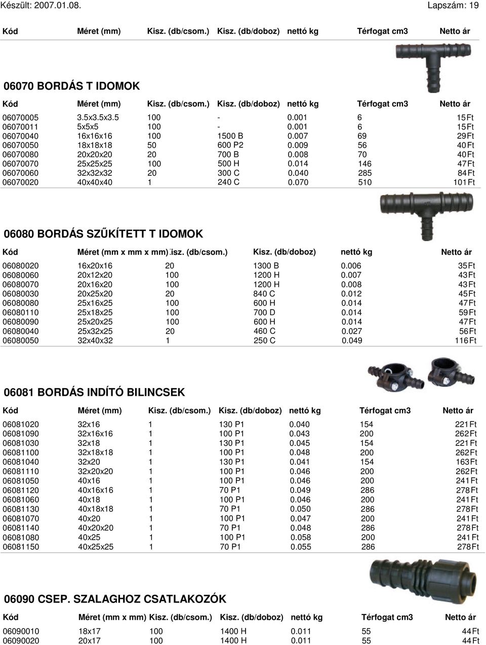 070 510 101Ft 06080 BORDÁS SZKÍTETT T IDOMOK (mm x mm x mm) Kisz. (db/csom.) 0608000 16x0x16 0 1 B 0.006 35Ft 06080060 0x1x0 100 H 0.007 3Ft 06080070 0x16x0 100 H 0.008 3Ft 06080030 0x5x0 0 80 C 0.