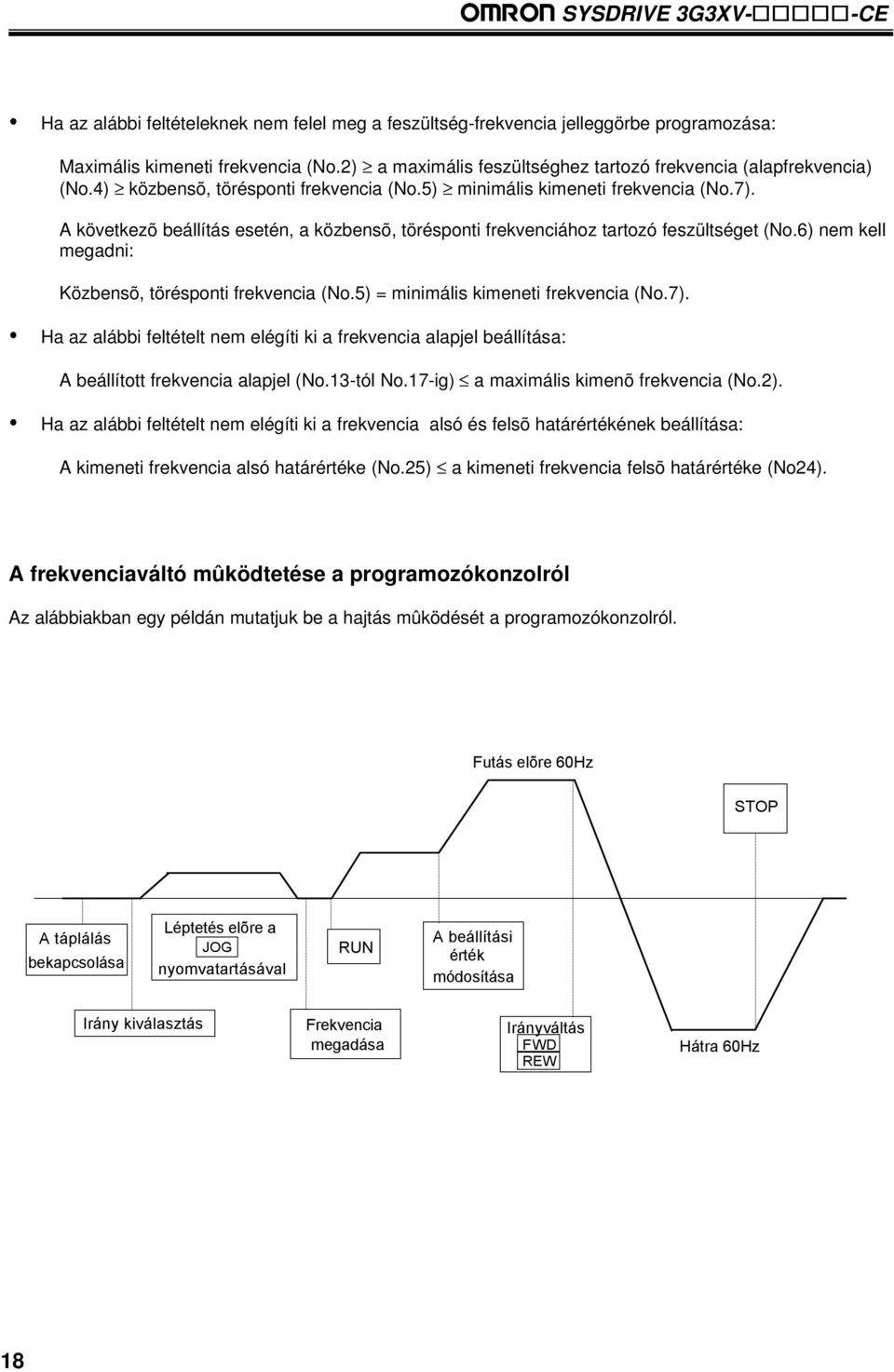 6) nem kell megadni: Közbensõ, törésponti frekvencia (No.5) = minimális kimeneti frekvencia (No.7).