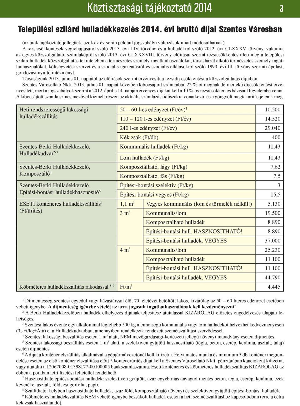 törvény és a hulladékról szóló 2012. évi CLXXXV. törvény, valamint az egyes közszolgáltatói számlaképről szóló 2013. évi CLXXXVIII.