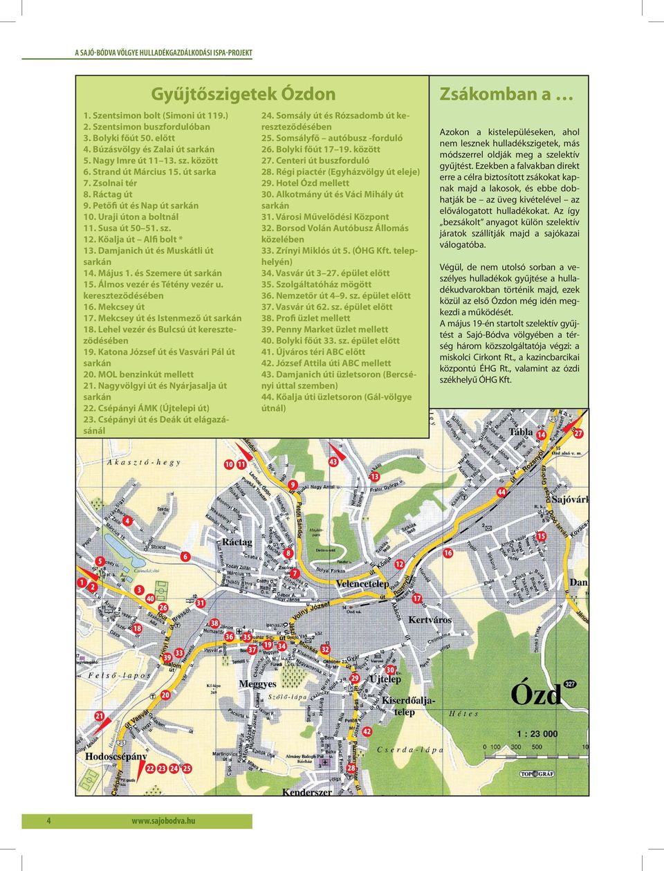 Damjanich út és Muskátli út sarkán 14. Május 1. és Szemere út sarkán 15. Álmos vezér és Tétény vezér u. kereszteződésében 16. Mekcsey út 17. Mekcsey út és Istenmező út sarkán 18.