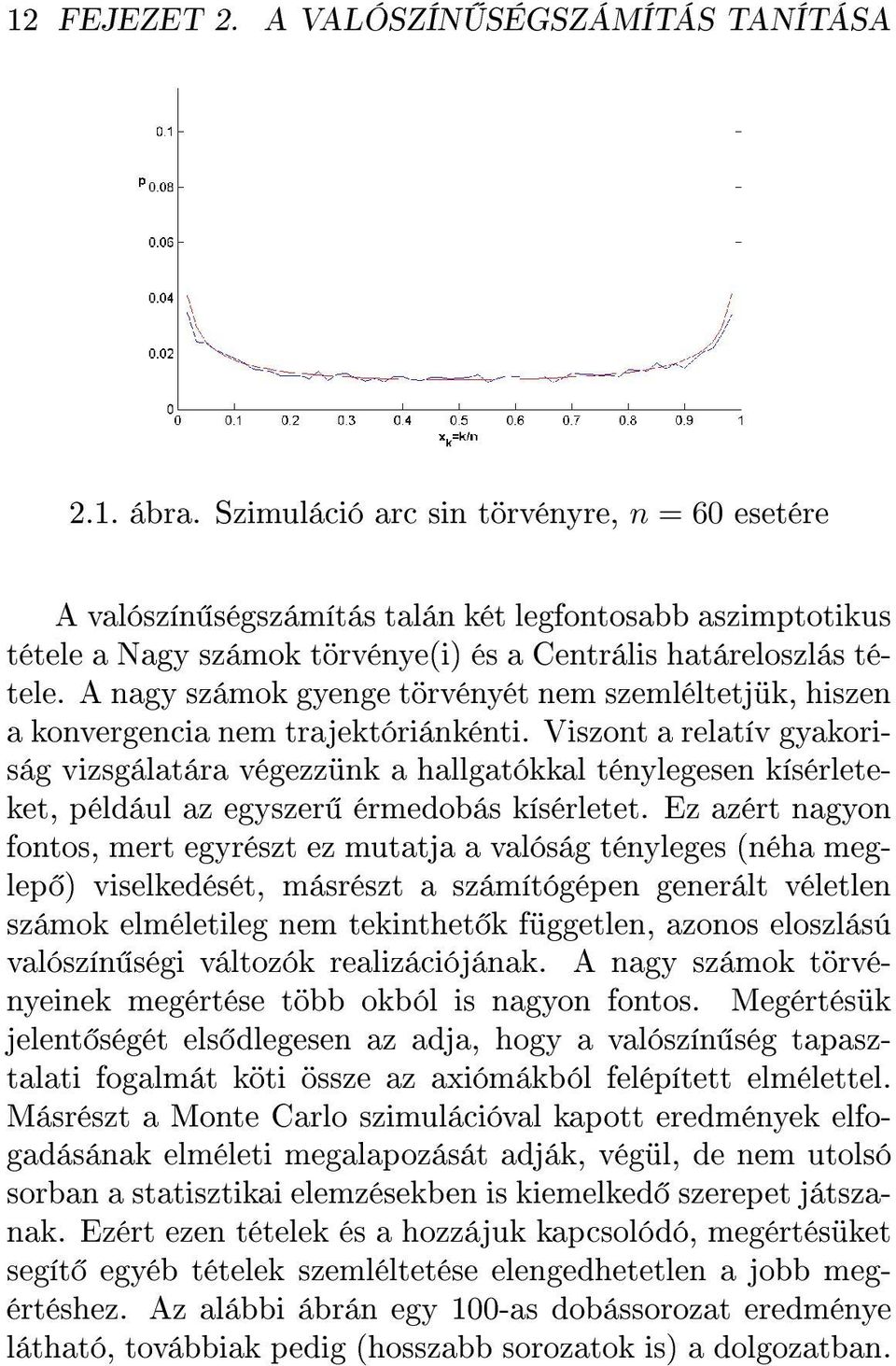 A nagy számok gyenge törvényét nem szemléltetjük, hiszen a konvergencia nem trajektóriánkénti.