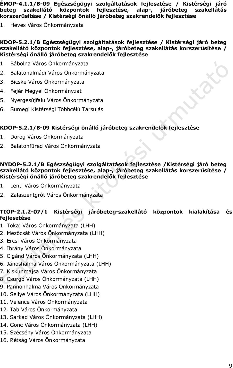 fejlesztése 1. Heves Város Önkormányzata KDOP-5.2.