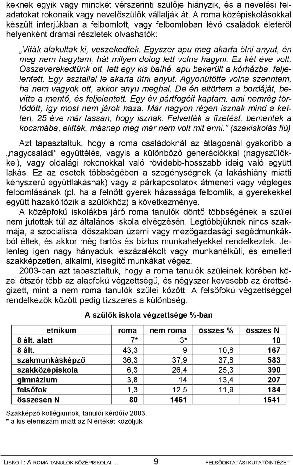 Egyszer apu meg akarta ölni anyut, én meg nem hagytam, hát milyen dolog lett volna hagyni. Ez két éve volt. Összeverekedtünk ott, lett egy kis balhé, apu bekerült a kórházba, feljelentett.