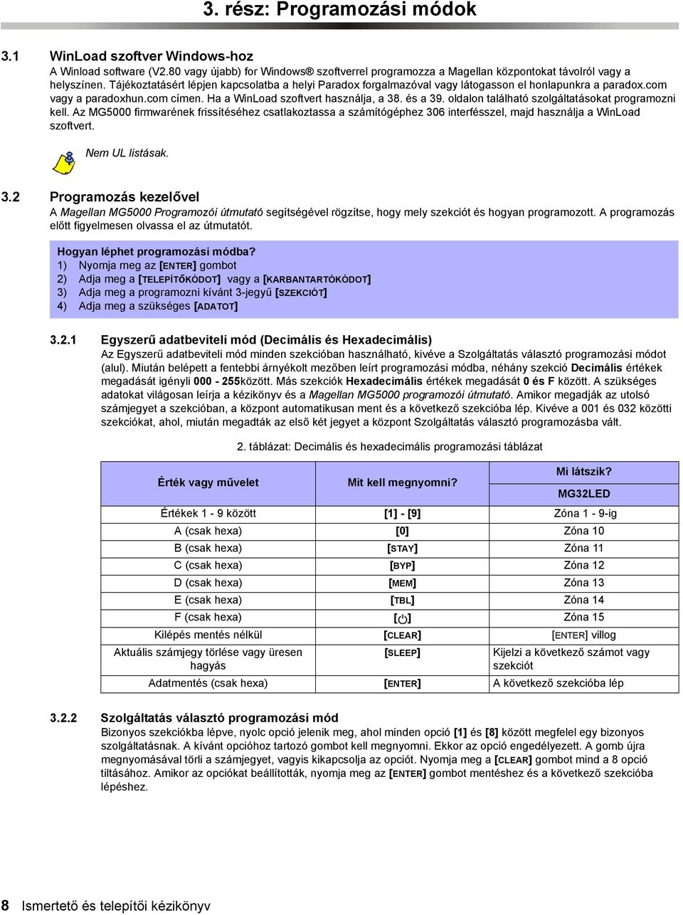 oldalon található szolgáltatásokat programozni kell. Az MG5000 firmwarének frissítéséhez csatlakoztassa a számítógéphez 30