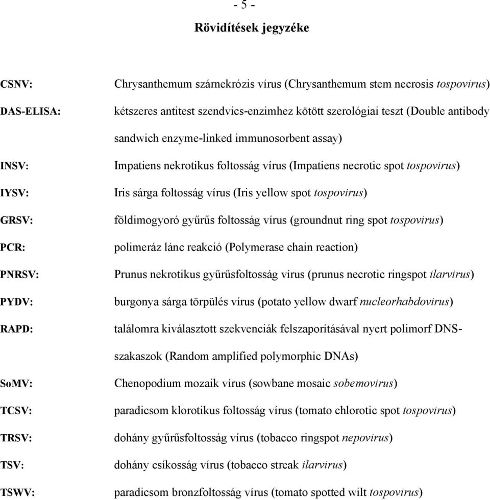 spot tospovirus) földimogyoró gyűrűs foltosság vírus (groundnut ring spot tospovirus) polimeráz lánc reakció (Polymerase chain reaction) Prunus nekrotikus gyűrűsfoltosság vírus (prunus necrotic