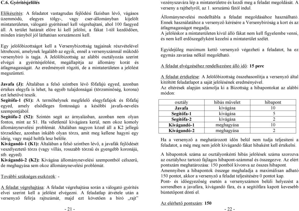 Egy jelölőbizottságot kell a Versenybizottság tagjainak részvételével létrehozni, amelynek legalább az egyik, ennél a versenyszámnál működő versenybíró is tagja.