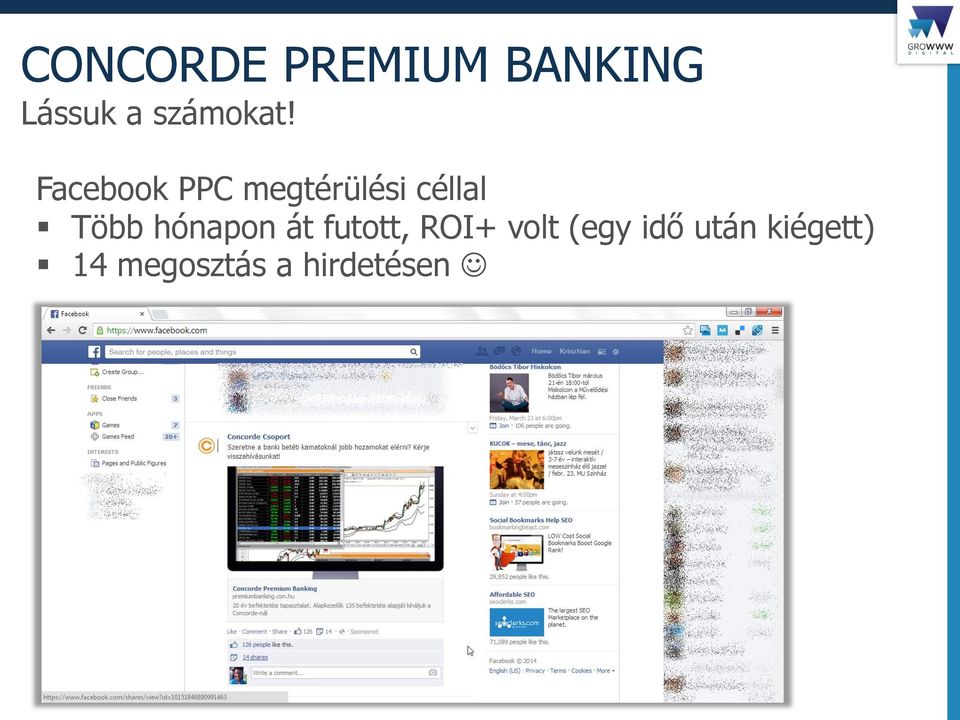 Facebook PPC megtérülési céllal Több