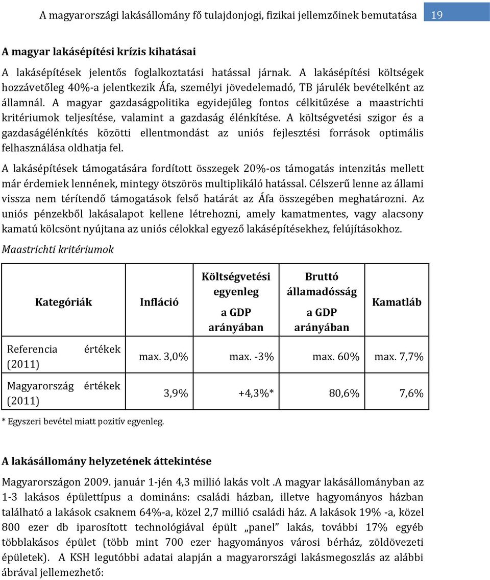 A magyar gazdaságpolitika egyidejűleg fontos célkitűzése a maastrichti kritériumok teljesítése, valamint a gazdaság élénkítése.