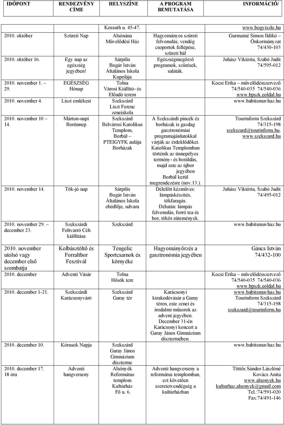 Márton-napi Borünnep Belvárosi Katolikus Templom, Borbál PTEIGYFK aulája Borházak 2010.