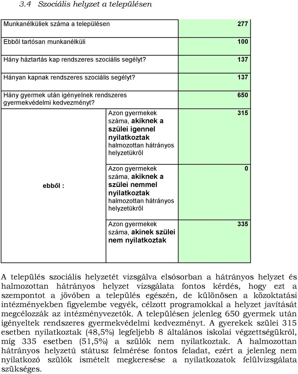 on gyermekek száma, akiknek a szülei igennel nyilatkoztak halmozottan hátrányos helyzetükről 650 315 ebből : on gyermekek száma, akiknek a szülei nemmel nyilatkoztak halmozottan hátrányos