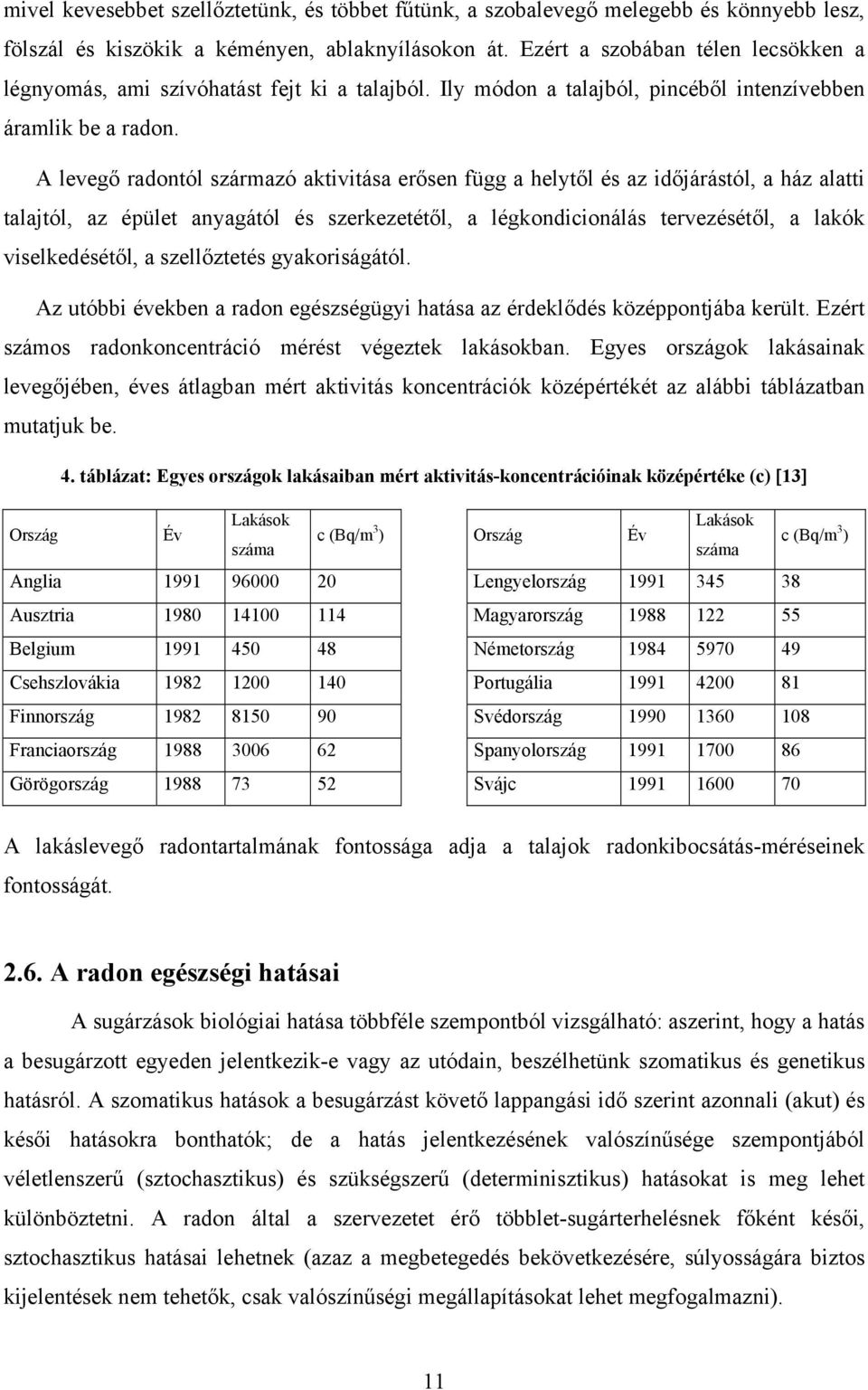 A levegő radontól származó aktivitása erősen függ a helytől és az időjárástól, a ház alatti talajtól, az épület anyagától és szerkezetétől, a légkondicionálás tervezésétől, a lakók viselkedésétől, a