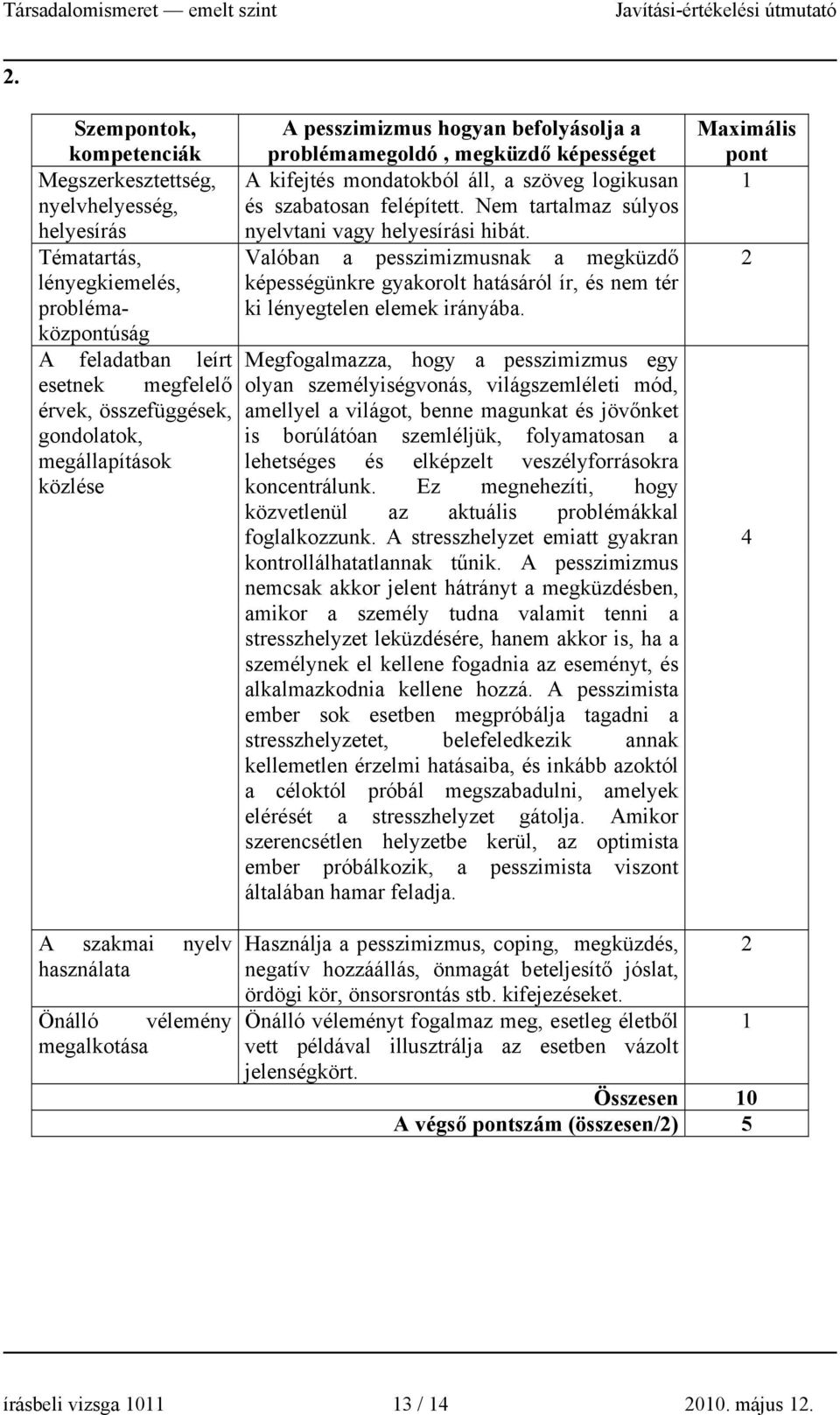 Valóban a pesszimizmusnak a megküzdő képességünkre gyakorolt hatásáról ír, és nem tér ki lényegtelen elemek irányába.