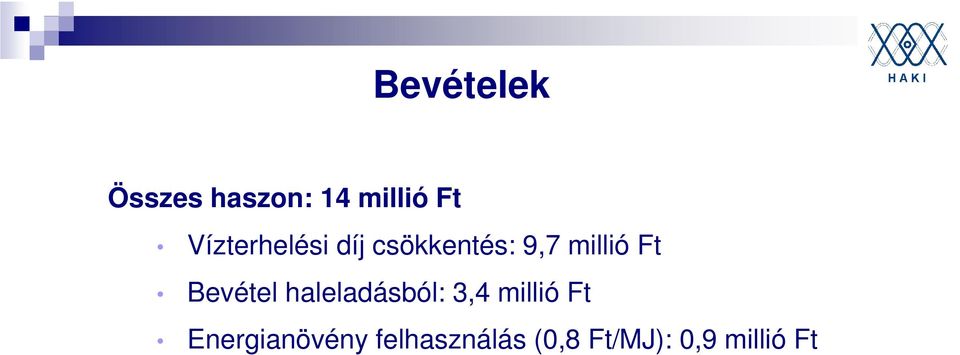 Bevétel haleladásból: 3,4 millió Ft