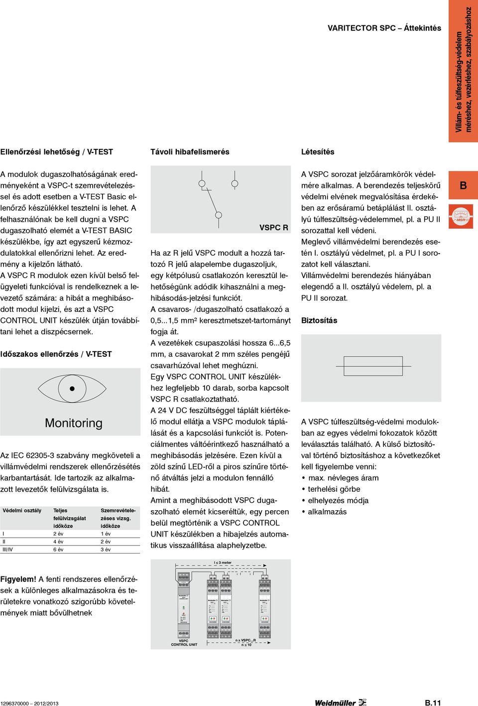 .. IP0 XXXXXX0000 0 VARITECTOR SPC Áttekintés Ellenőrzési lehetőség / V-TEST Távoli hibafelismerés Létesítés A modulok dugaszolhatóságának eredményeként a VSPC-t szemrevételezéssel és adott esetben a