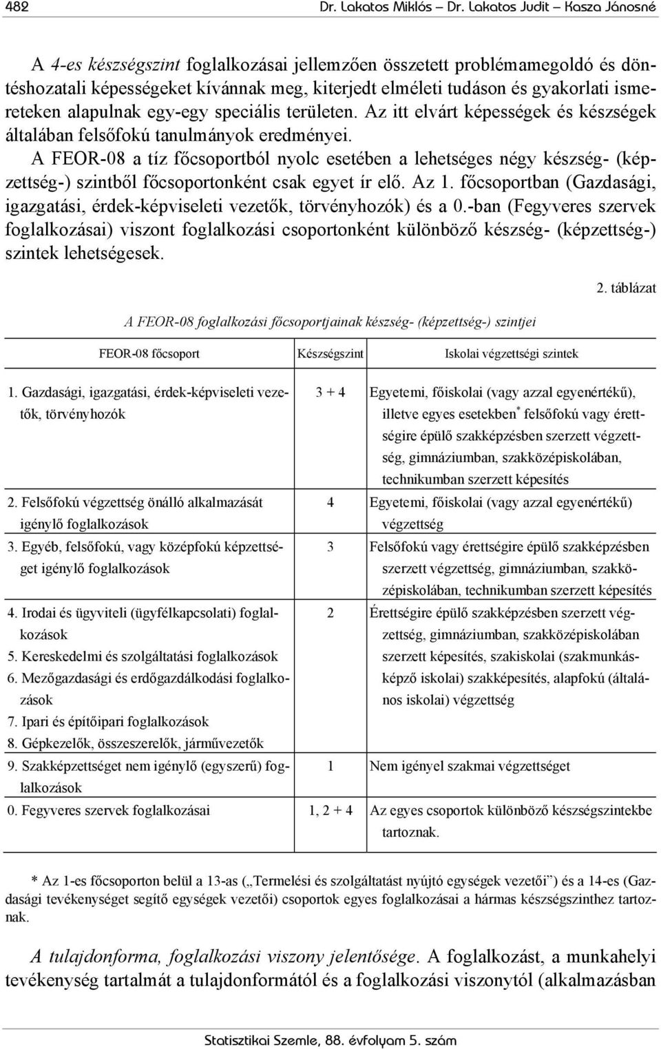 alapulnak egy-egy speciális területen. Az itt elvárt képességek és készségek általában felsőfokú tanulmányok eredményei.